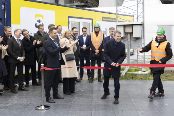 HKH Kronprins Frederik klippede snoren til Aalborg Portland`s nye CO2-fangstanlæg. Aalborg Portland 27.11.2023 Foto:Claus Søndberg